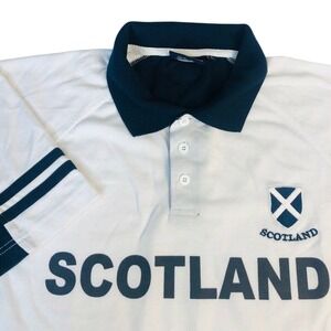 Scotland Apparel Mens Activewear Polo Shirt White Short Sleeve Collar Stretch L